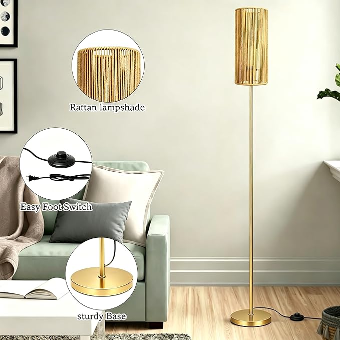 Ruiever Floor Lamp for Living Room, Farmhouse Floor lamp, Modern Standing lamp