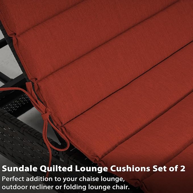 Sundale Outdoor Olefin Quilted Lounge Cushion Set of 2, Patio Foldable Chaise