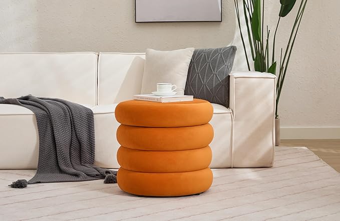 Flouki 19.5" Storage Ottoman Round, Vanity Stools