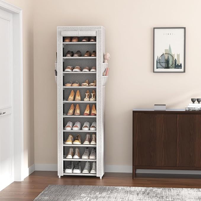 VTRIN Vertical Narrow Shoe Rack Organizer Tall Shoe Rack