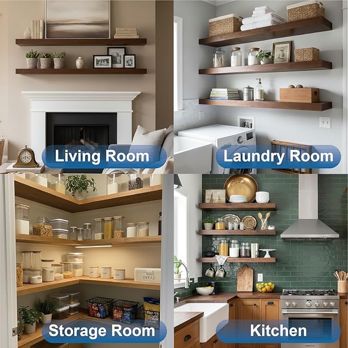 LEOPO Black 20-Pack 8 inch Floating Shelf Brackets, Hidden Shelf Bracket