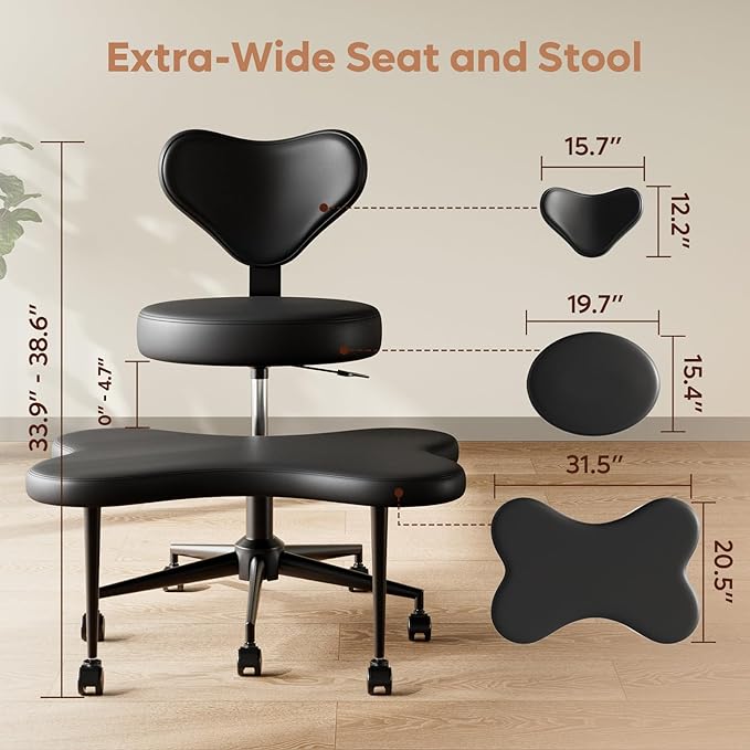 Pinmoco Ergonomic Cross Legged Chair, 360° Swivel Meditation Chair