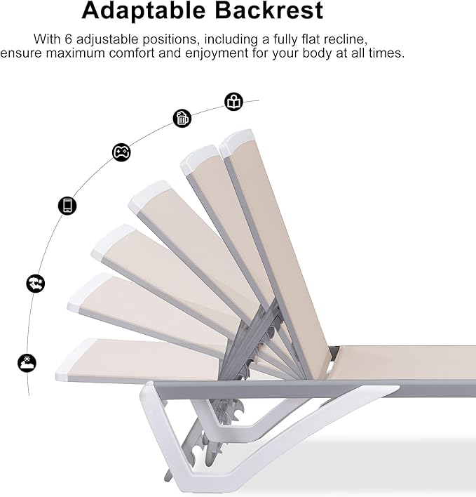 PURPLE LEAF Patio Chaise Lounge Chair Set Outside Aluminum Plastic Stackable