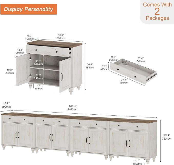 WAMPAT Large TV Stand for 100 inch TV