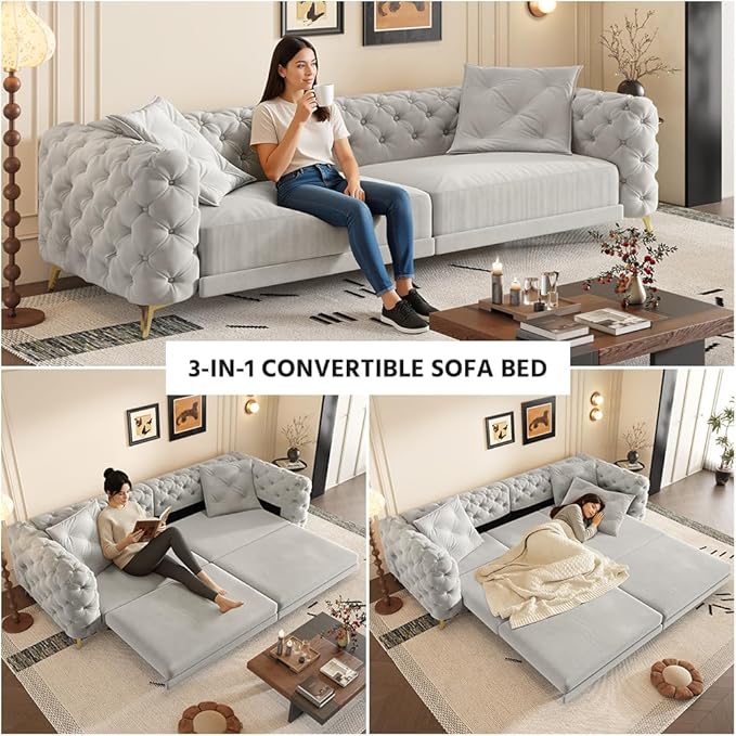 97.7" Convertible Queen Sleeper Sofa
