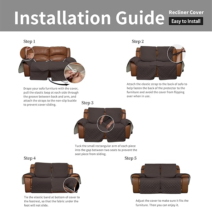 Easy-Going Oversized Loveseat Recliner Cover, Reversible Couch Cover