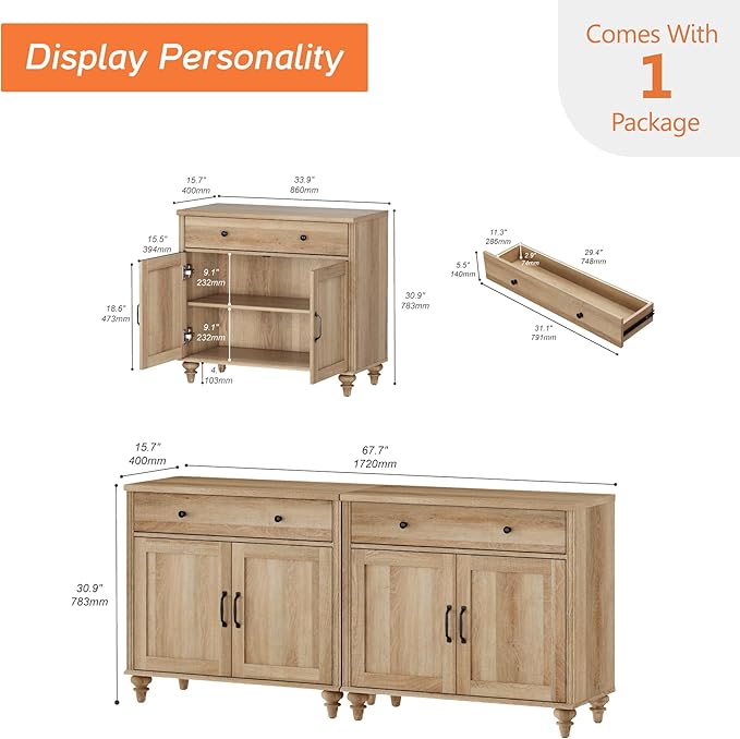 WAMPAT Farmhouse TV Stand for 75 inch TV