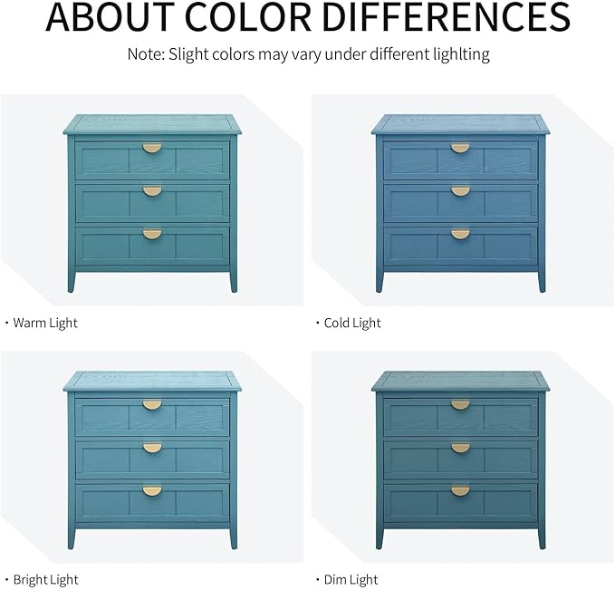 31.5" Accent Storage Cabinets, Modern 3-Drawer Decorative Side Table