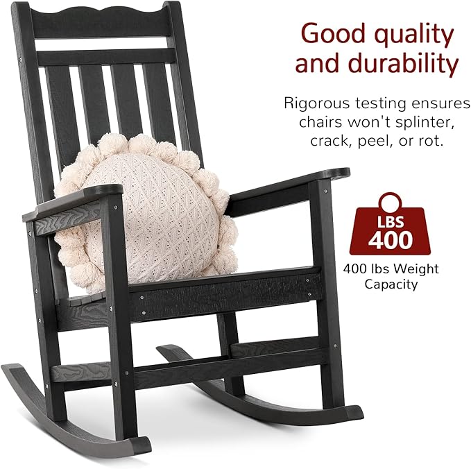 Stoog All-Weather Outdoor Rocking Chairs Set of 2, Oversized Rocking Chairs