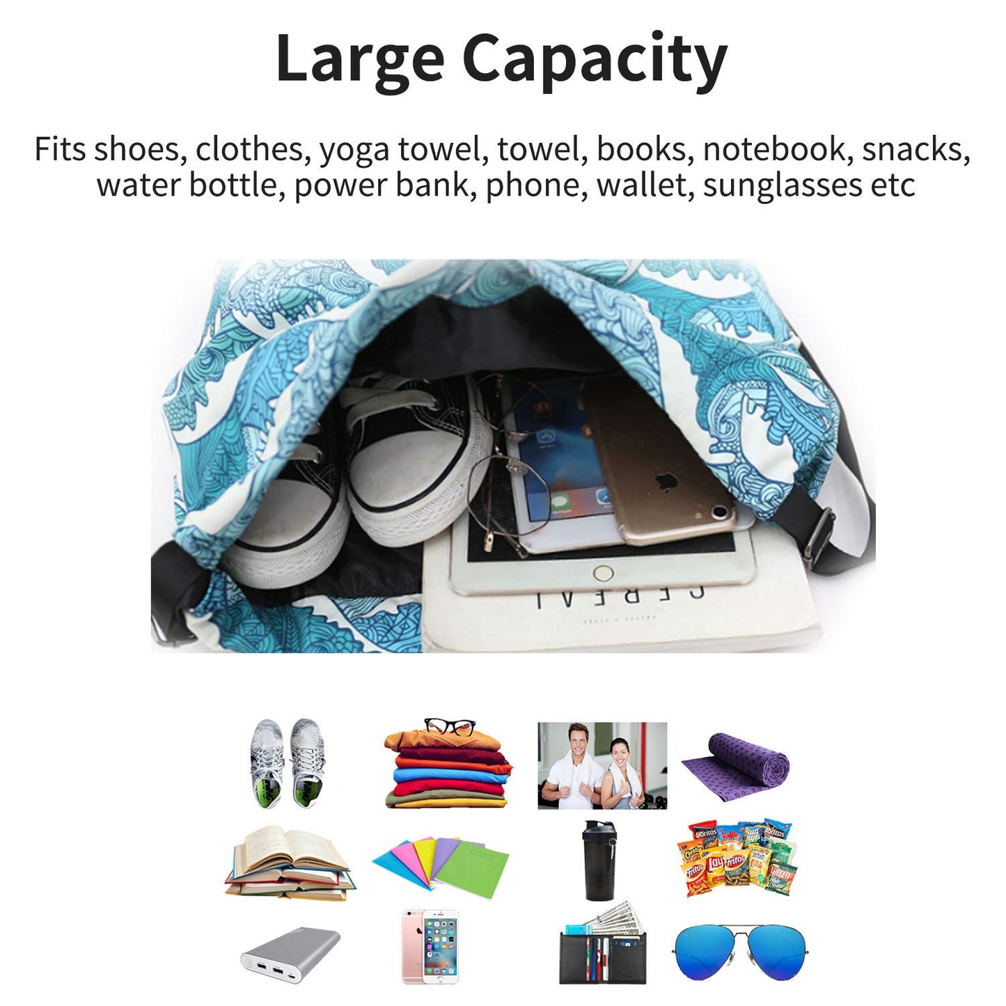Risefit Waterproof Drawstring Bag, Gym Bag Sackpack Sports Backpack for Men Women