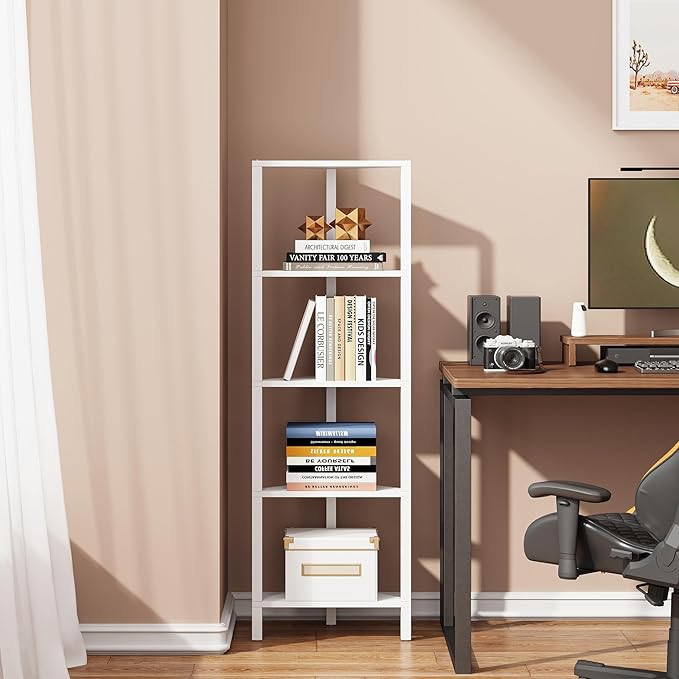 TUTOTAK Corner Shelf, 5-Tier Corner Bookshelf