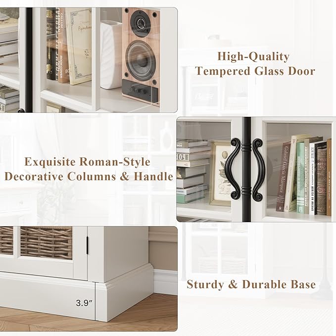 QUW Modern 65" Display Cabinet, 5-Tier Bookcase