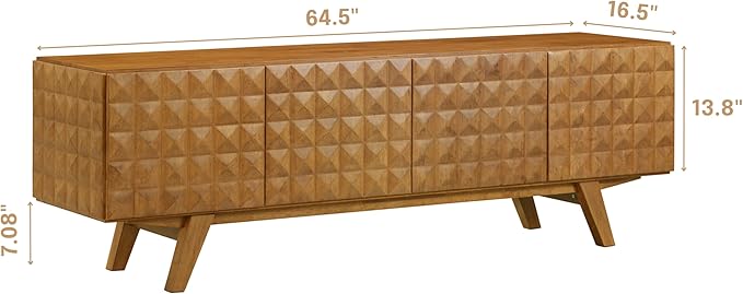 NTC Sapa Mid-Century Modern Solid Wood TV Stand 4-Door Media Console