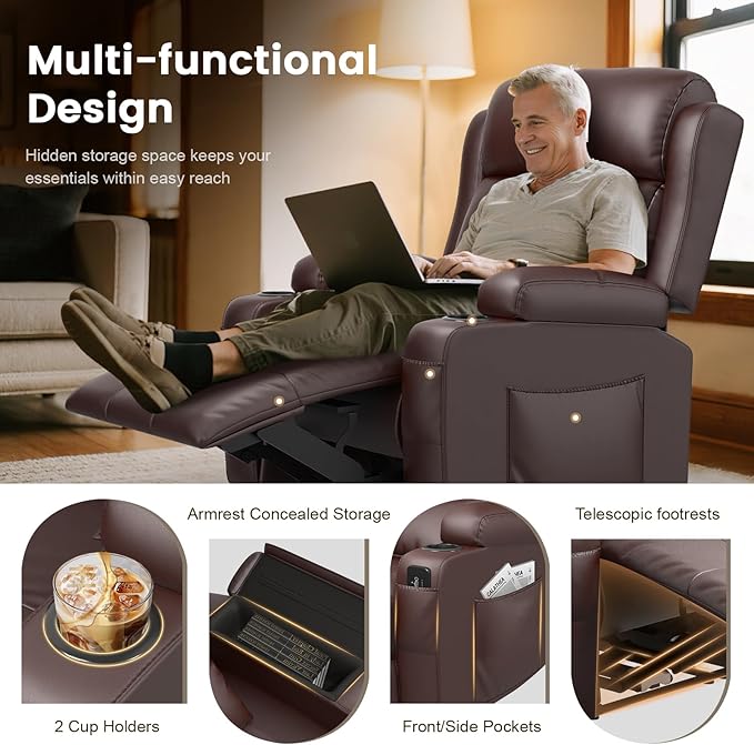 Home Theater Seating Power Recliner Chair, Massage Reclining Sofa