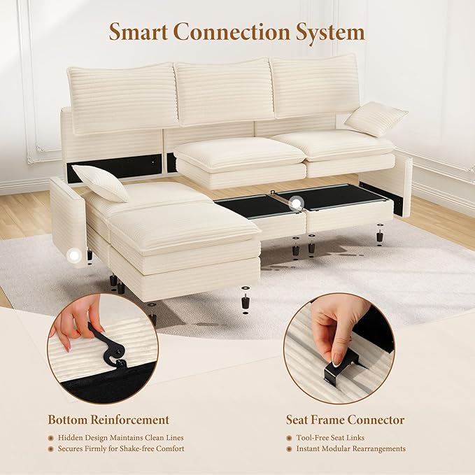 Vesgantti 142" Oversized Sectional Sofa Bed, 8-Seater Modular Sleeper Cloud