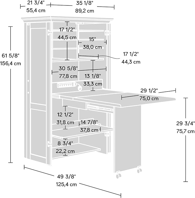 Sauder Miscellaneous Storage Craft & Sewing Armoire, L: 35.11" x W: 21.81" x H: