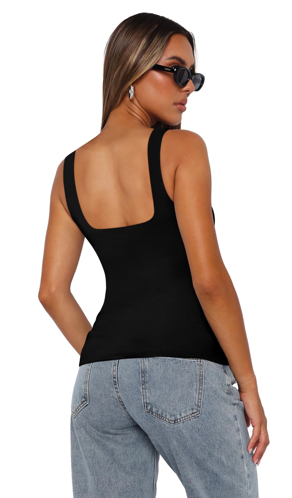 XIEERDUO Womens Plus Size Tank Tops Long Ribbed Tunic Shirts Women's Casual Summer Outfits Black 2XL