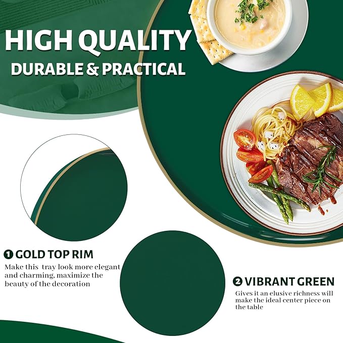 MAONAME Dark Green Decorative Tray, Plastic Trays