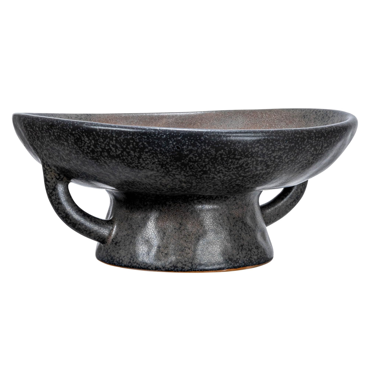 Creative Co-Op Stoneware Bowl with Handle and Base, Black Reactive Glaze
