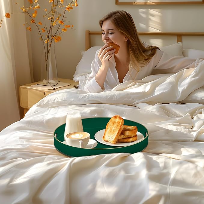 MAONAME Dark Green Decorative Tray, Plastic Trays