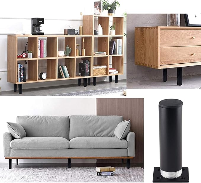 Set of 4 Furniture Legs 4.7 Inch, Adjustable Aluminum Alloy Cabinet Legs