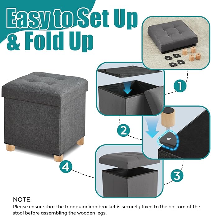 BRIAN & DANY Ottoman with Storage, Square Storage Ottoman