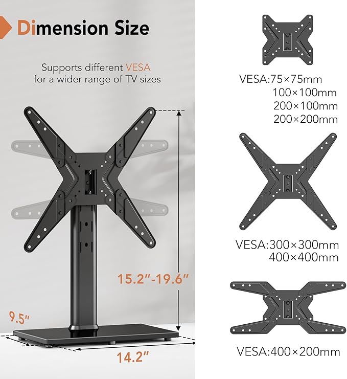 Hemudu Universal Swivel TV Stand/Base Table Top TV Stand