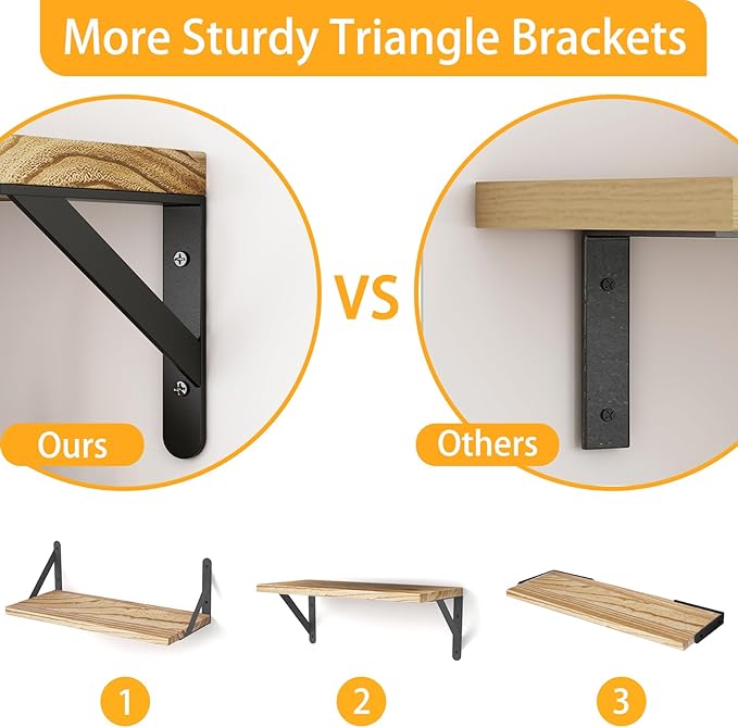 Fixwal Floating Shelves for Wall, Wood Wall Mounted Shelves for Bedroom