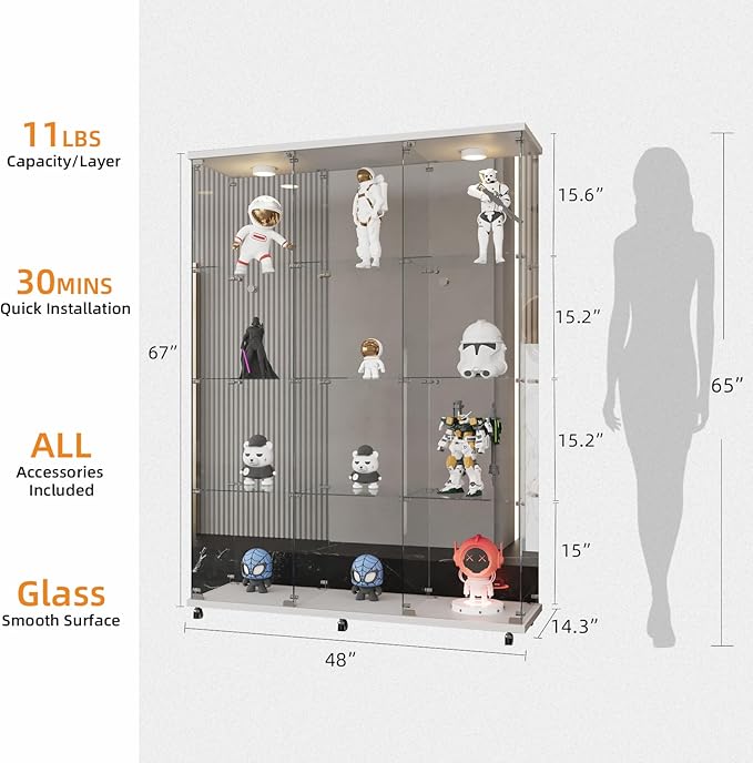 LFT HUIMEI2Y Glass Display Cabinet 12 Shelves