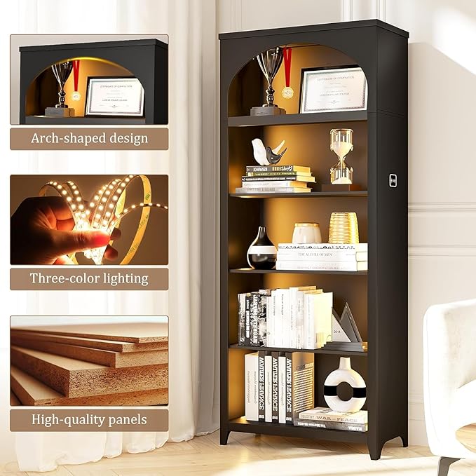 Dystler 5-Tier Arched Bookshelf
