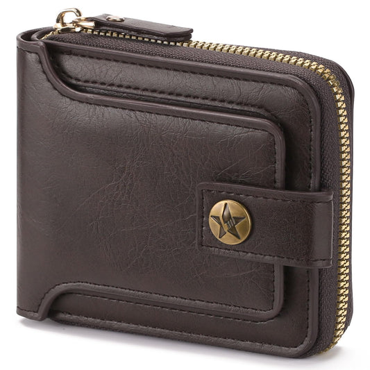 LOUEBICA Wallet Men Leather Bifold Wallets For - Flap ID Window Zip Coin Pocket Mensr Wallets - Big Capacity Credit Card Travel Wallet