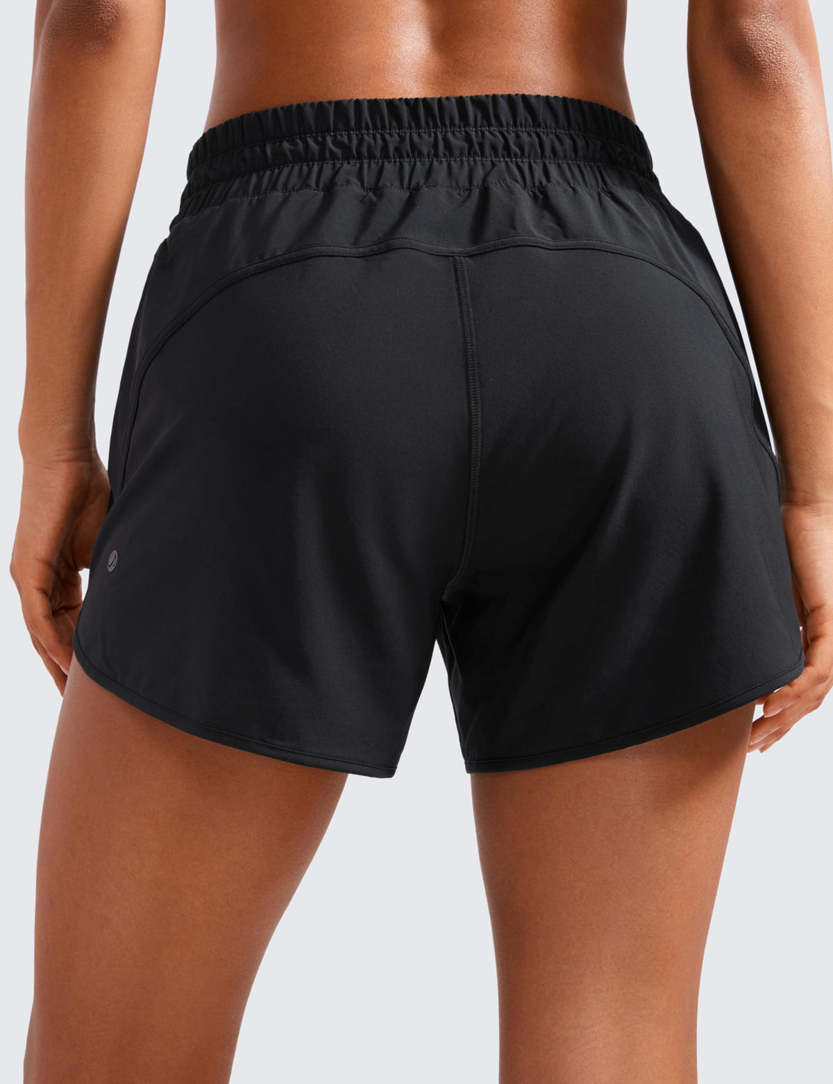 CRZ YOGA Womens Mid Waisted Running Shorts Liner - 5'' Quick Dry for Athletic Sport Workout Track with Zip Pocket Black Small