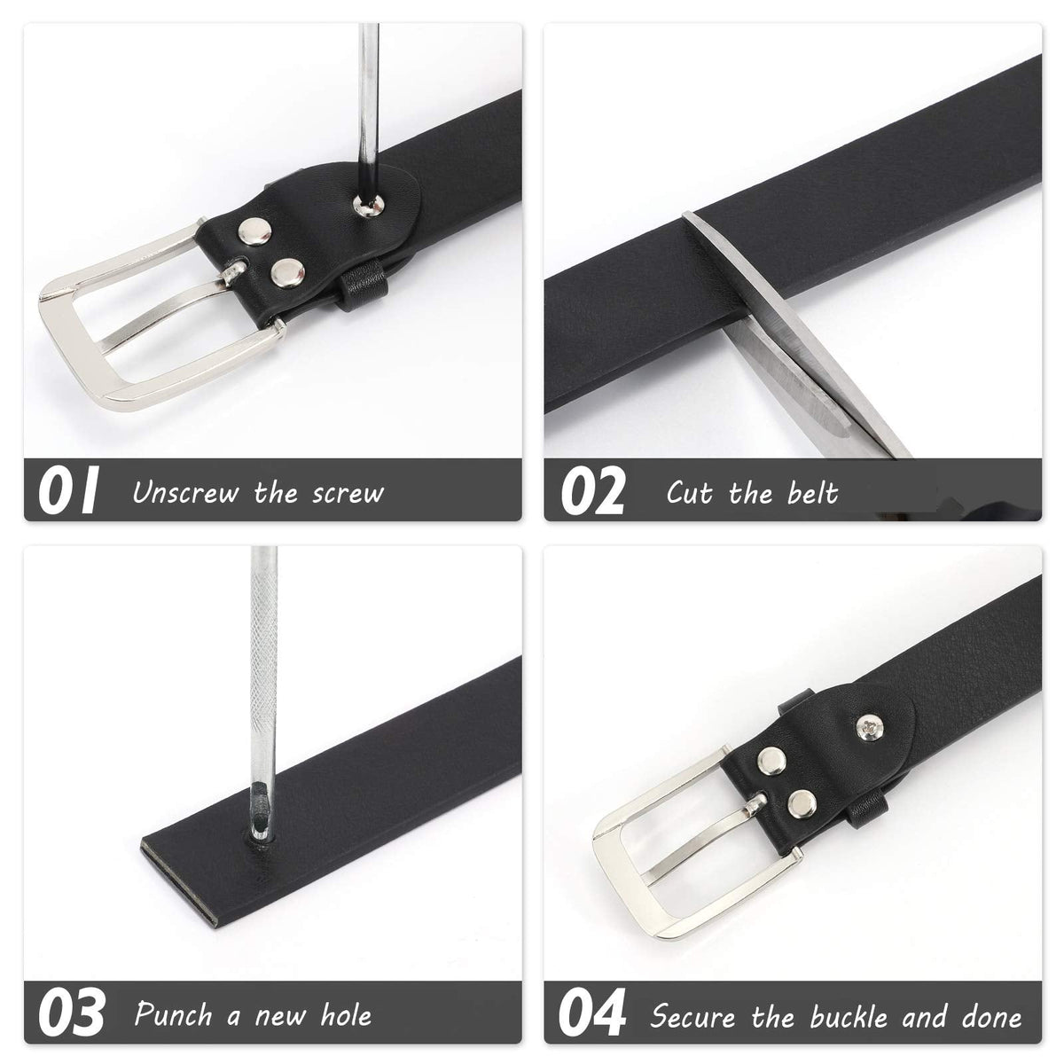 WHIPPY Women Casual Leather Belt for Jeans Pants, Fashion Ladies Waist Dress Belt (Fit Waist Size 37-42 Inches,Black)