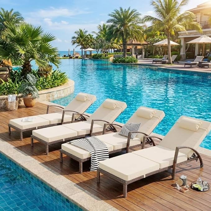 GarveeLife Outdoor Wicker Chaise Lounge Chair