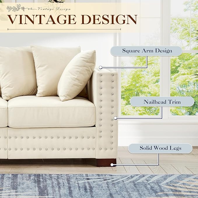 60.5"W Loveseat Sofa, Velvet Mid Century Modern Couch