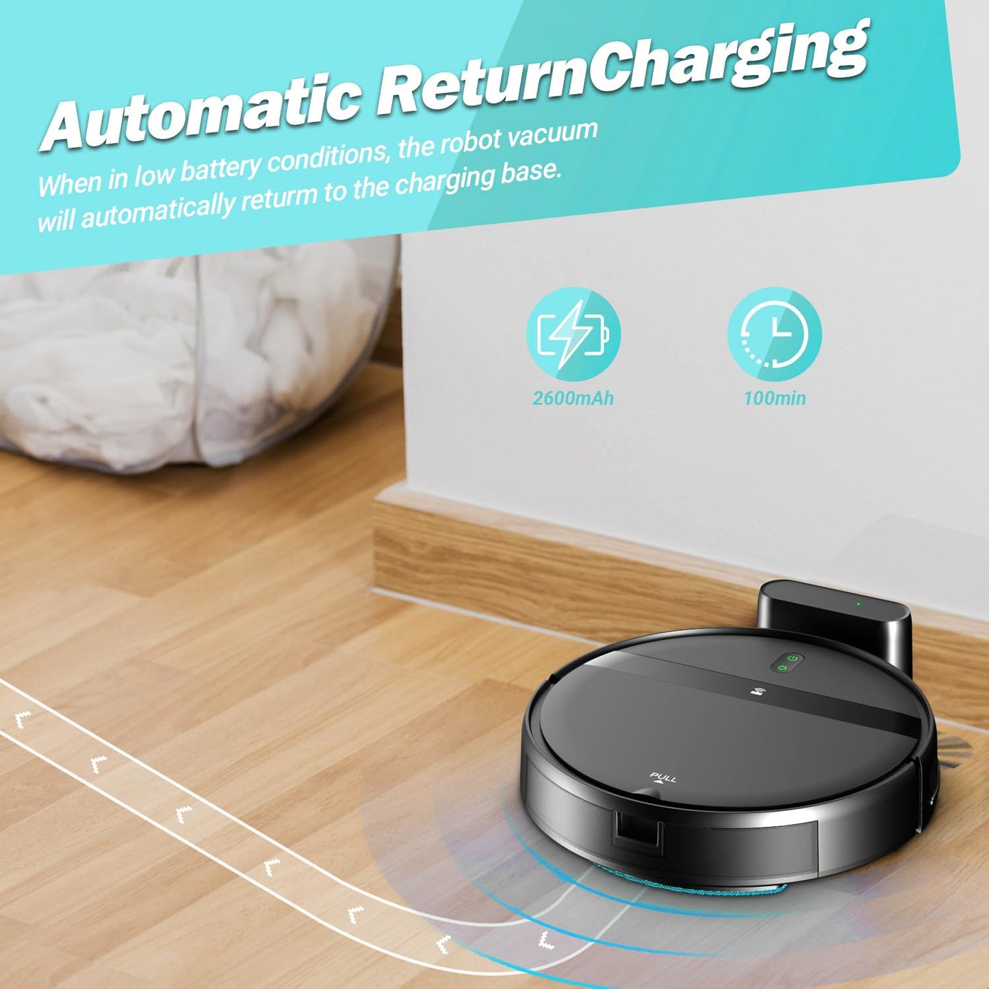 MANVINS Robot Vacuum and Mop Combo, WiFi/Alexa/App Scheduling, Smart Robotic Vacuum Cleaner, Ultra-Slim & Quiet, Tangle-Free, Auto Recharge, Robot Vacuum Cleaner for Pet Hair/Carpet/Hard Floor