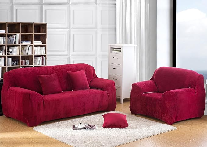 vctops 1-Piece Velvet Plush Stretch Loveseat Sofa Slipcover