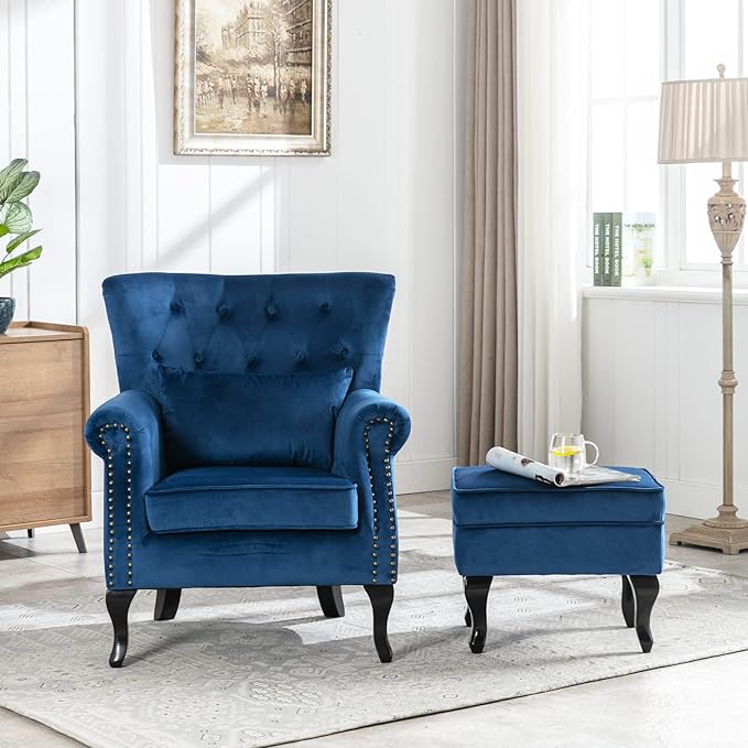 Mid Century Modern Accent Chair Upholstered Armchair Comfy Velvet Tufted