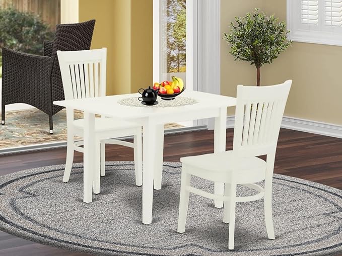 East West Furniture NDVA3-LWH-W 3 Piece Modern Dining Table Set Contains a
