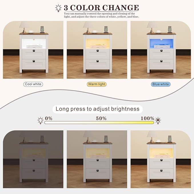 HWB LED Nightstand Set of 2