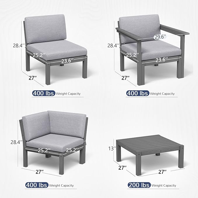Stoog 11-Piece Patio Furniture Set, All-Weather Outdoor Sectional Sofa Set