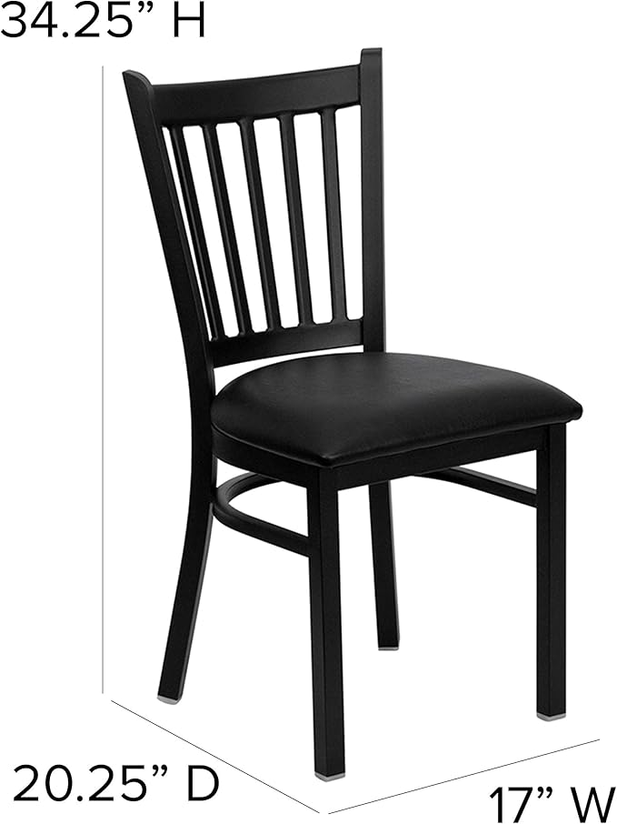 Flash Furniture HERCULES Series Black Vertical Back Metal Restaurant Chair