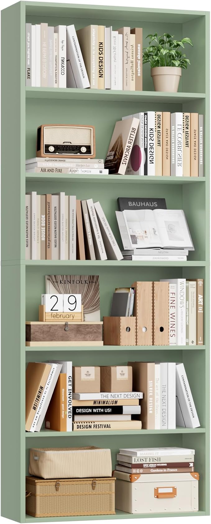 FOTOSOK 6-Tier Open Bookcase and Bookshelf, Freestanding Display Storage