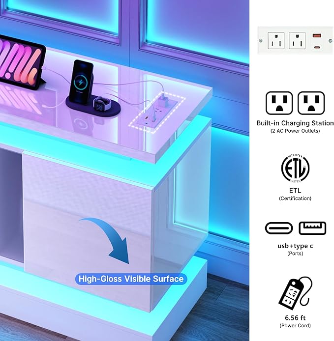 chartustriable 81IN LED TV Stands w/Power Outlet