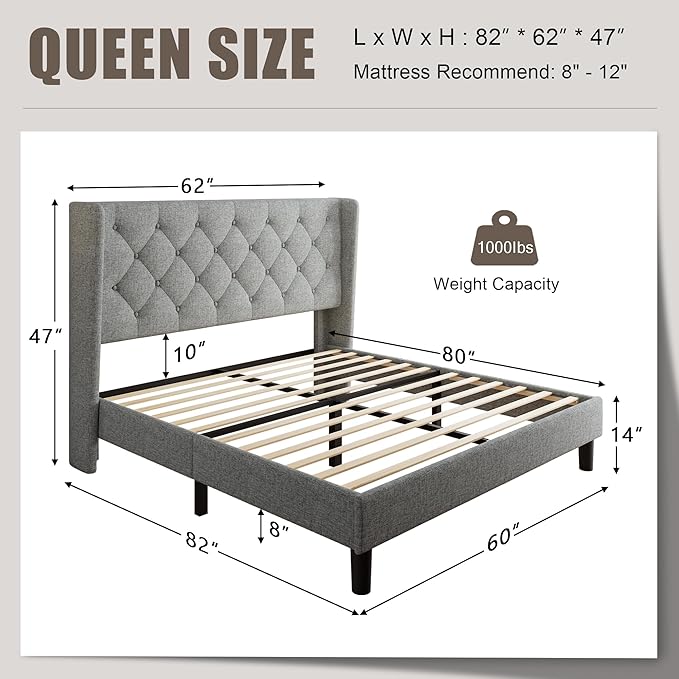 Einhomn Queen Size Platform Bed Frame