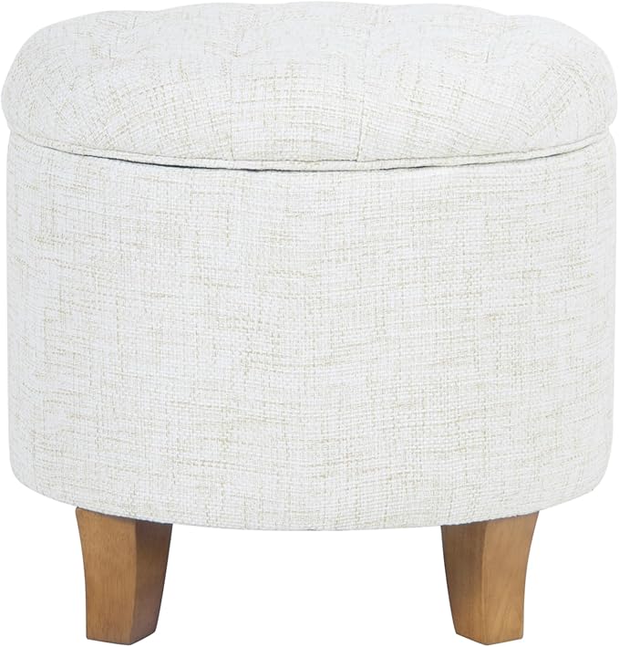 Homepop Home Decor | Upholstered Round Tufted Foot Rest Ottoman | Ottoman