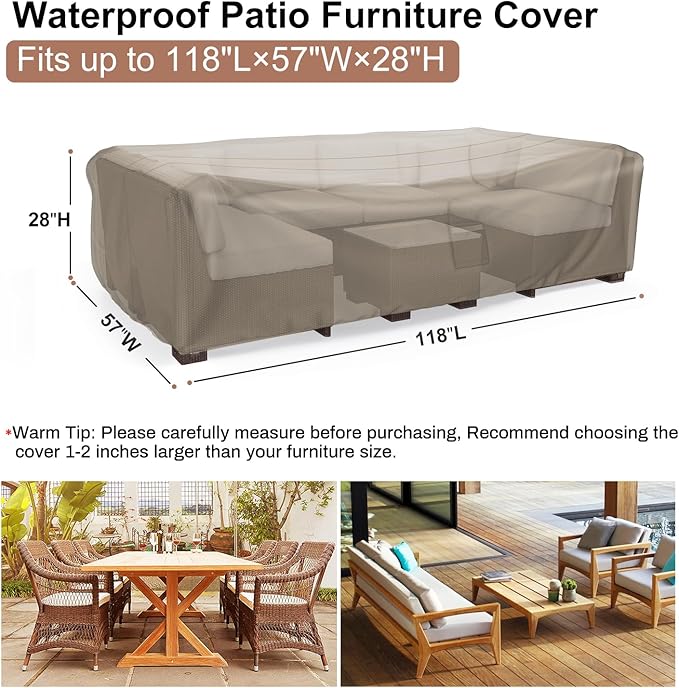 Mrrihand Heavy Duty Patio Furniture Covers, Outdoor Furniture Covers Waterproof