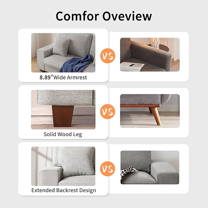 DOPEDIO Modern Loveseat Sofa for Living Room, Chenille Recliner, Removable Cover