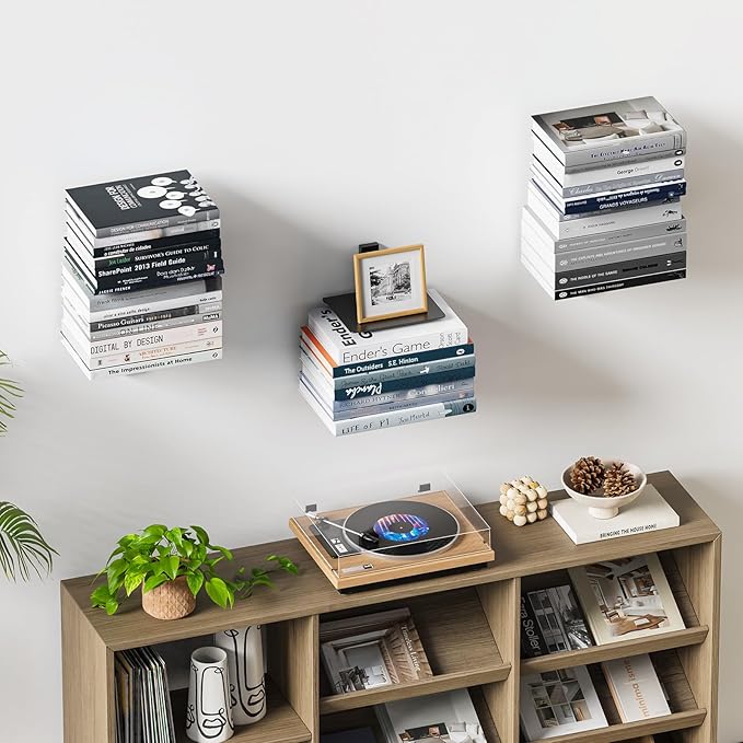 Floating Book Shelves for Wall, 6 Tier Invisible Floating Bookshelf, Vertical