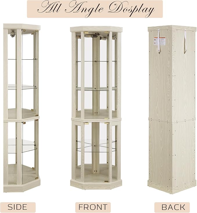 Corner Curio Cabinet, Light Bulb Inclued, Wine Bar China Cabinet